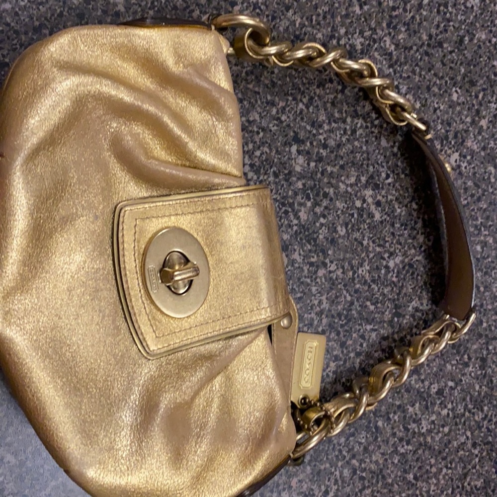 Coach all leather gold purse